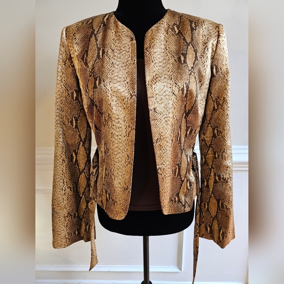 Rare Vintage Cache Women's 3 Piece Set - Jacket/Tank/Pants Pant Suit Snake Skin - Picture 8 of 16